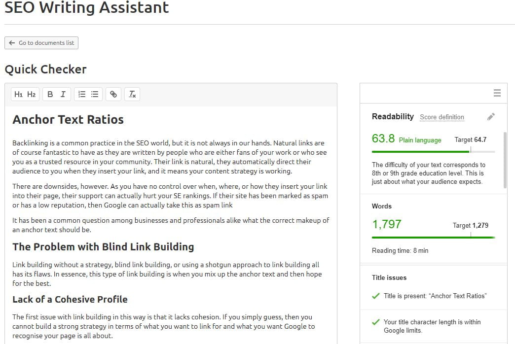 SEMRush SEO Writing Assistant User manual