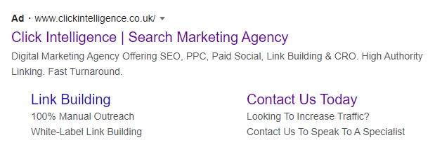 screenshot of click intelligence google adwords