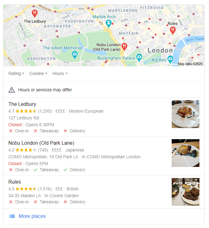 screenshot of google snack pack