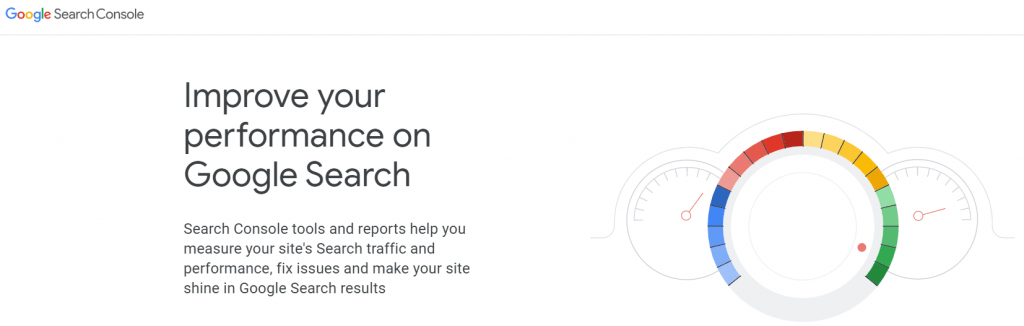 screenshot of google search console homepage