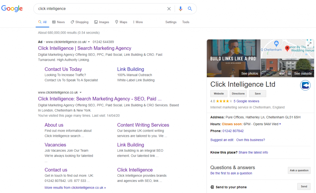 click intelligence in serps