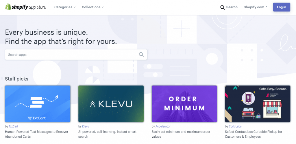 screenshot of shopify app store