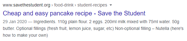 easy pancake snippet example