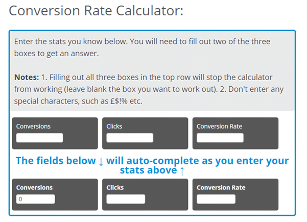 Online Advertising Guide’s Conversion Rate Calculator 