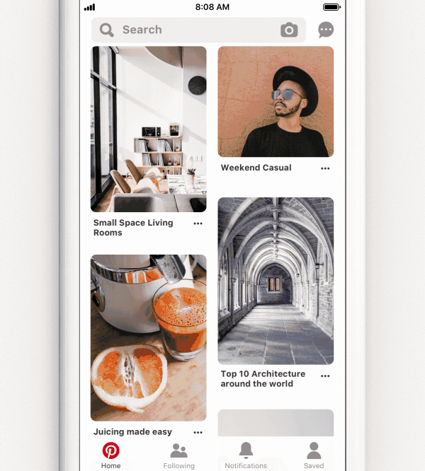 searching on Pinterest