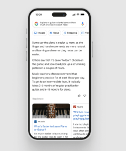 A screenshot of what Bard, Google's AI chat feature, will look like on a mobile device