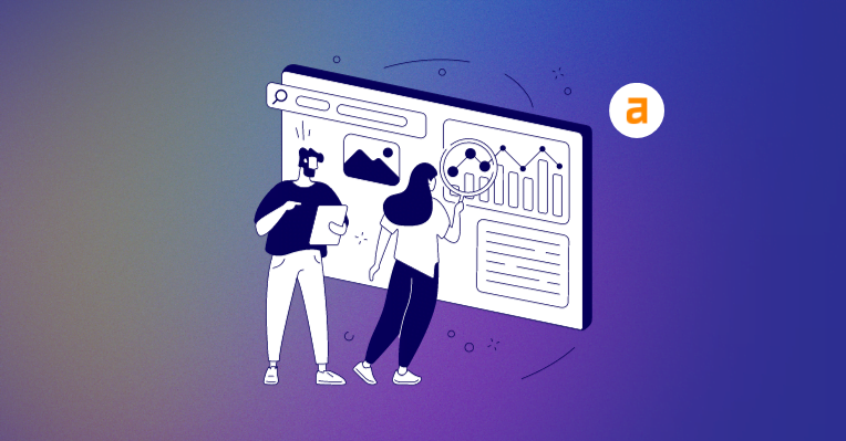 Two individuals studying a analytics screen