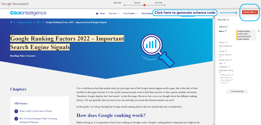 Google Structured Data Markup Create Code