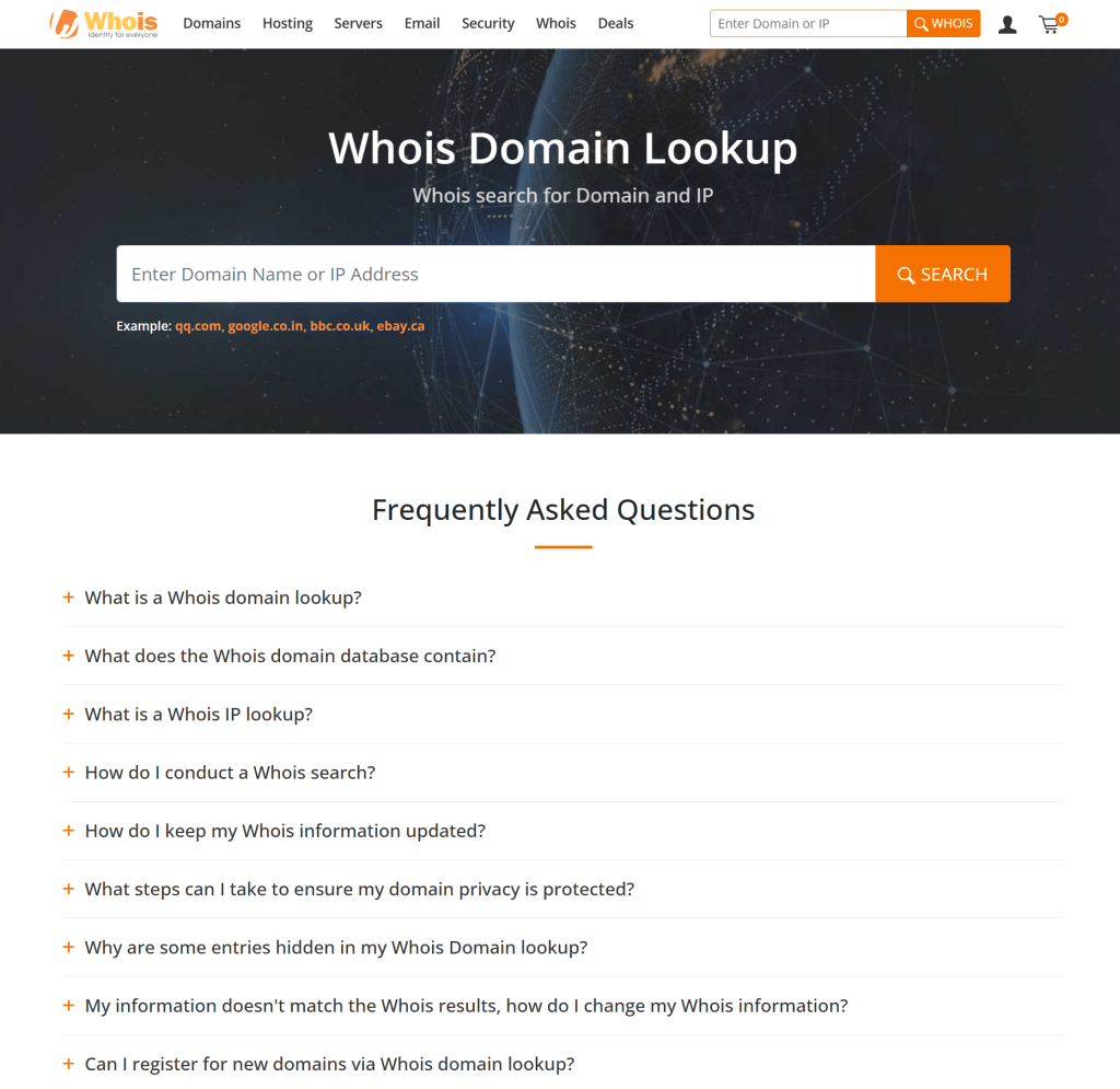 Whois Homepage Screenshot