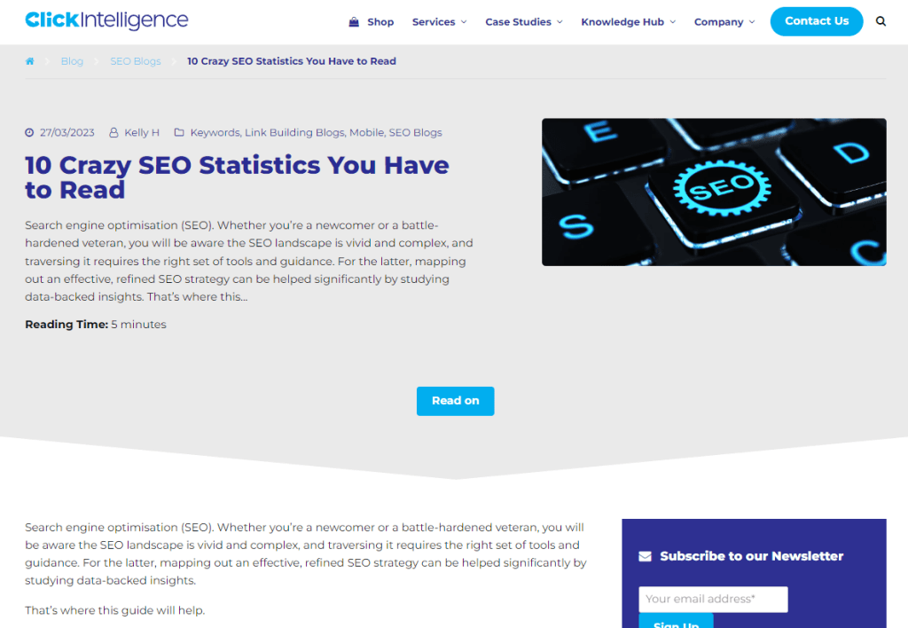 List topic blog example, 10 crazy SEO statistics you have to read