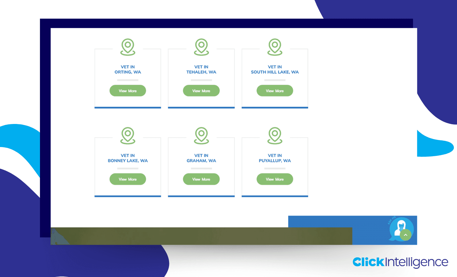 Website screenshot of Orting Animal Hospital's Vets near me pages.