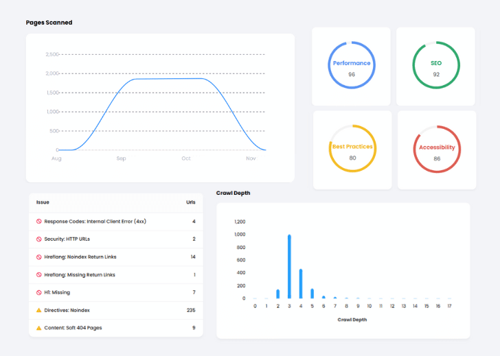 Click Insights Site Audit Features